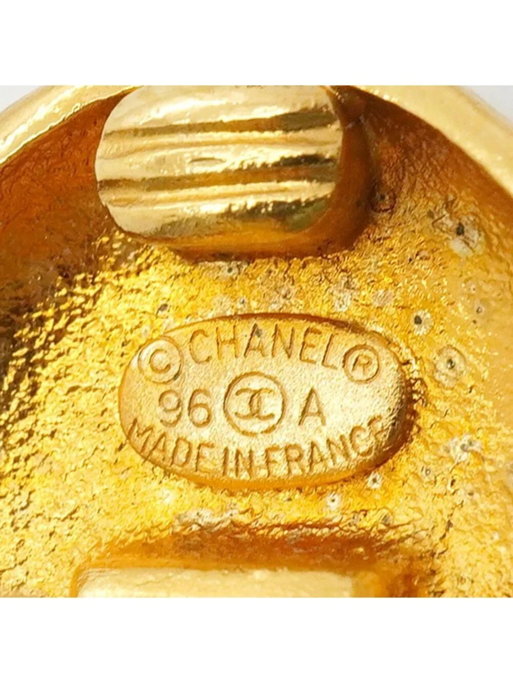 Chanel Earrings Vintage CC Logo Round Circle Gold Plated